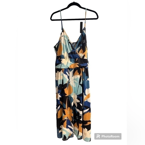 Floral Midi Spaghetti Strap Dress XXL NWOT - Picture 1 of 5